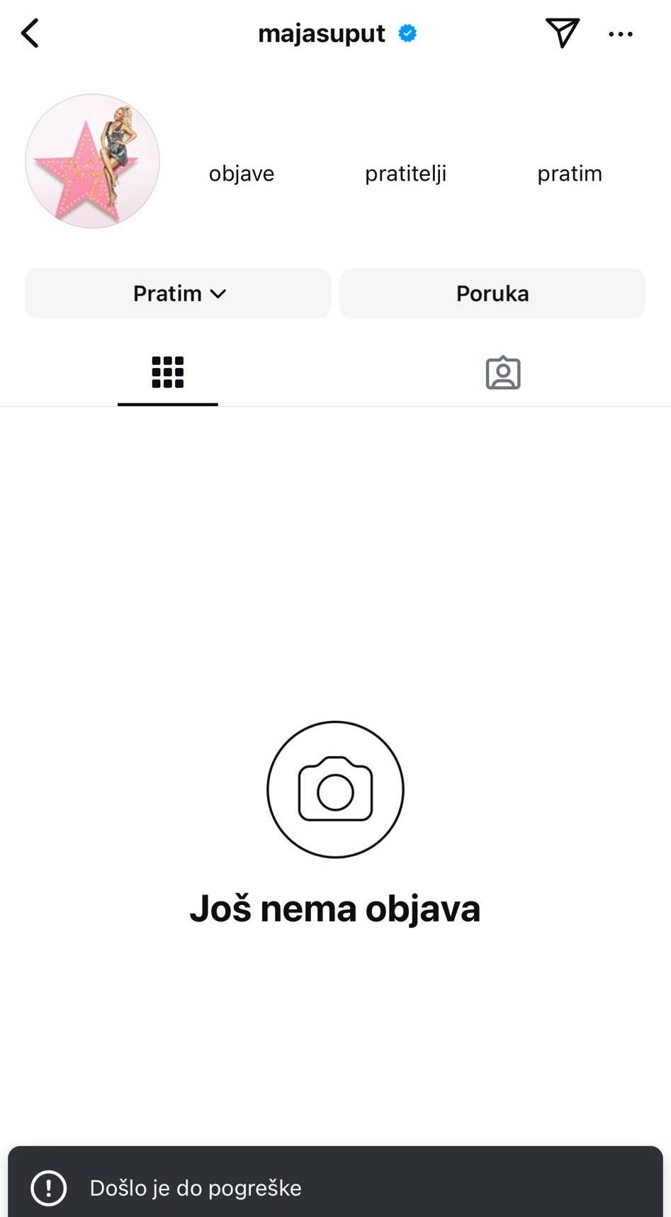 Napali je hakeri? Maji Šuput nestao Instagram profil...