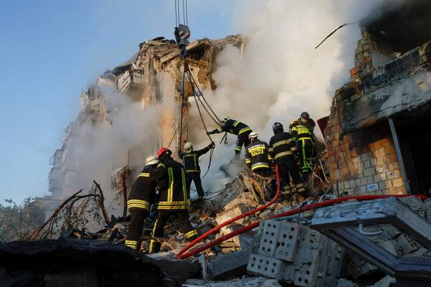 Aftermath of a Russian missile and drone attack in Kyiv