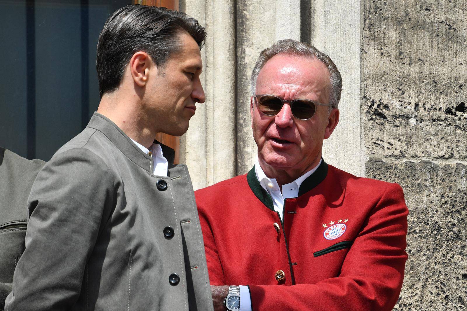 DFB Cup final 2019 FC Bayern Munich championship celebration on the Rathausbalkon / Marienplatz.