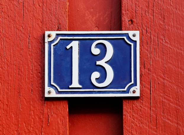 Number thirteen plate