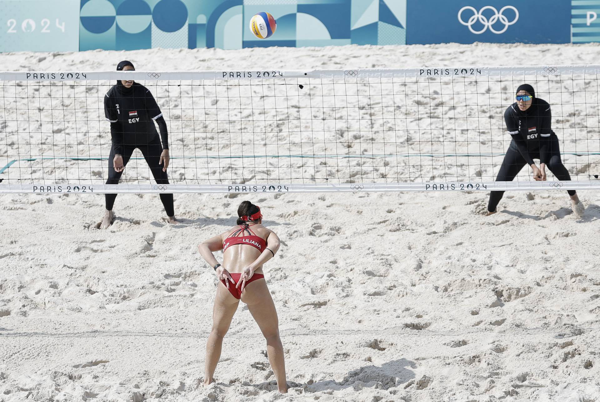 Beach Volleyball - Women's Preliminary Phase - Pool A - Spain vs Egypt (Liliana/Paula vs Marwa/D. Elghobashy)