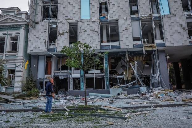 Aftermath of a Russian missile and drone attack in Kyiv