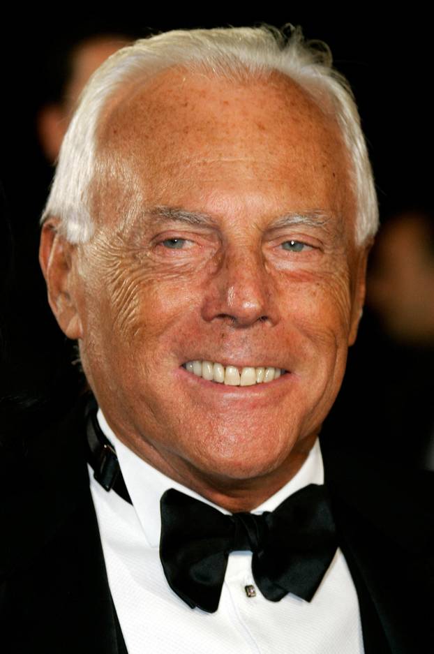 FILE PHOTO: Italian designer Armani arrives for the Swarovski Fashion Rocks for The Prince's Trust in Monte Carlo