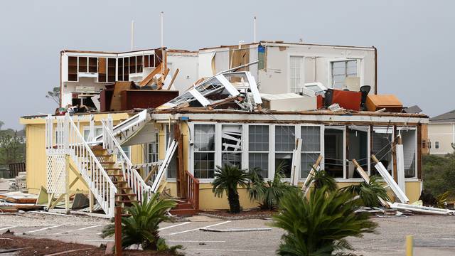 A damaged house caused by Hurricane Sally is pictured in Perdido Key