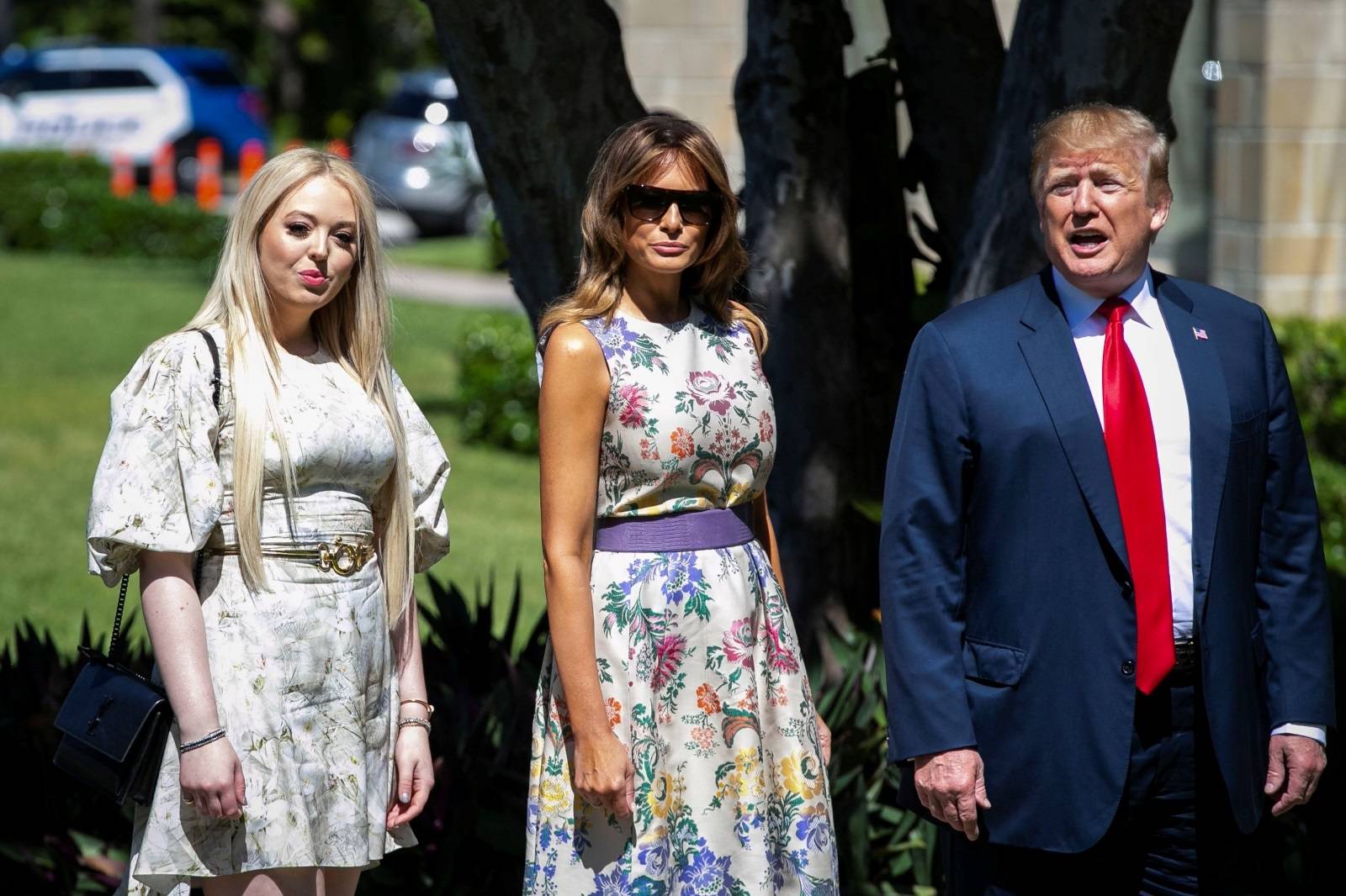 U.S. President Donald Trump and first lady Melania Trump attend Easter service