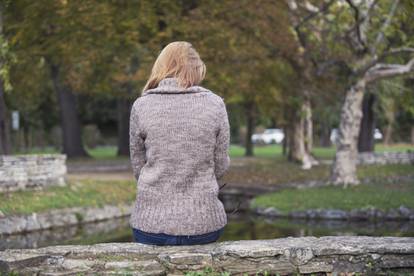 Lonely woman in park