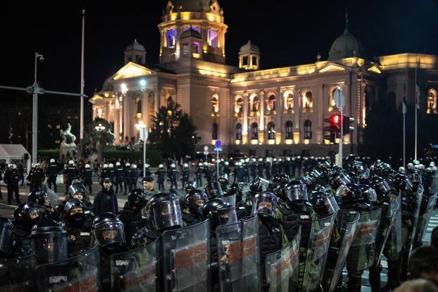 Protest near the Serbian parliament in Belgrade
