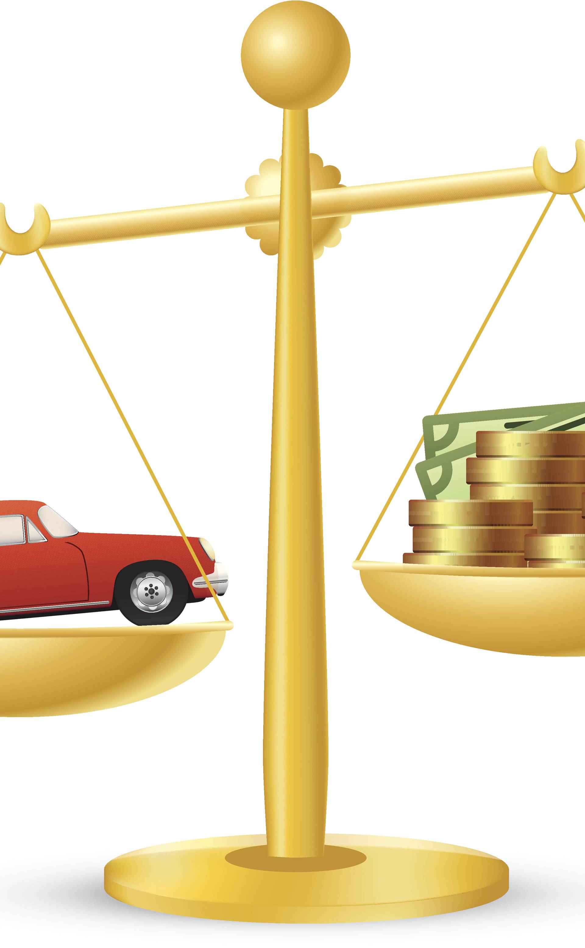 Car and money on scales