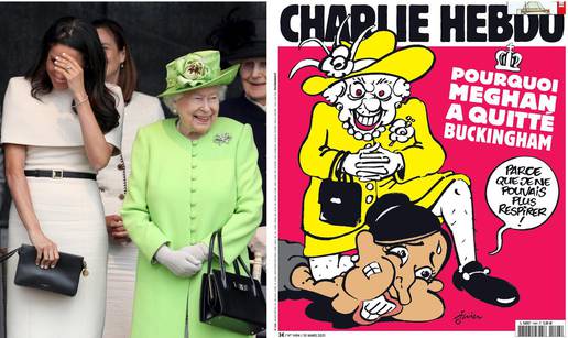 Charlie Hebdo opet je šokirao: Kraljica drži koljeno na Meghan