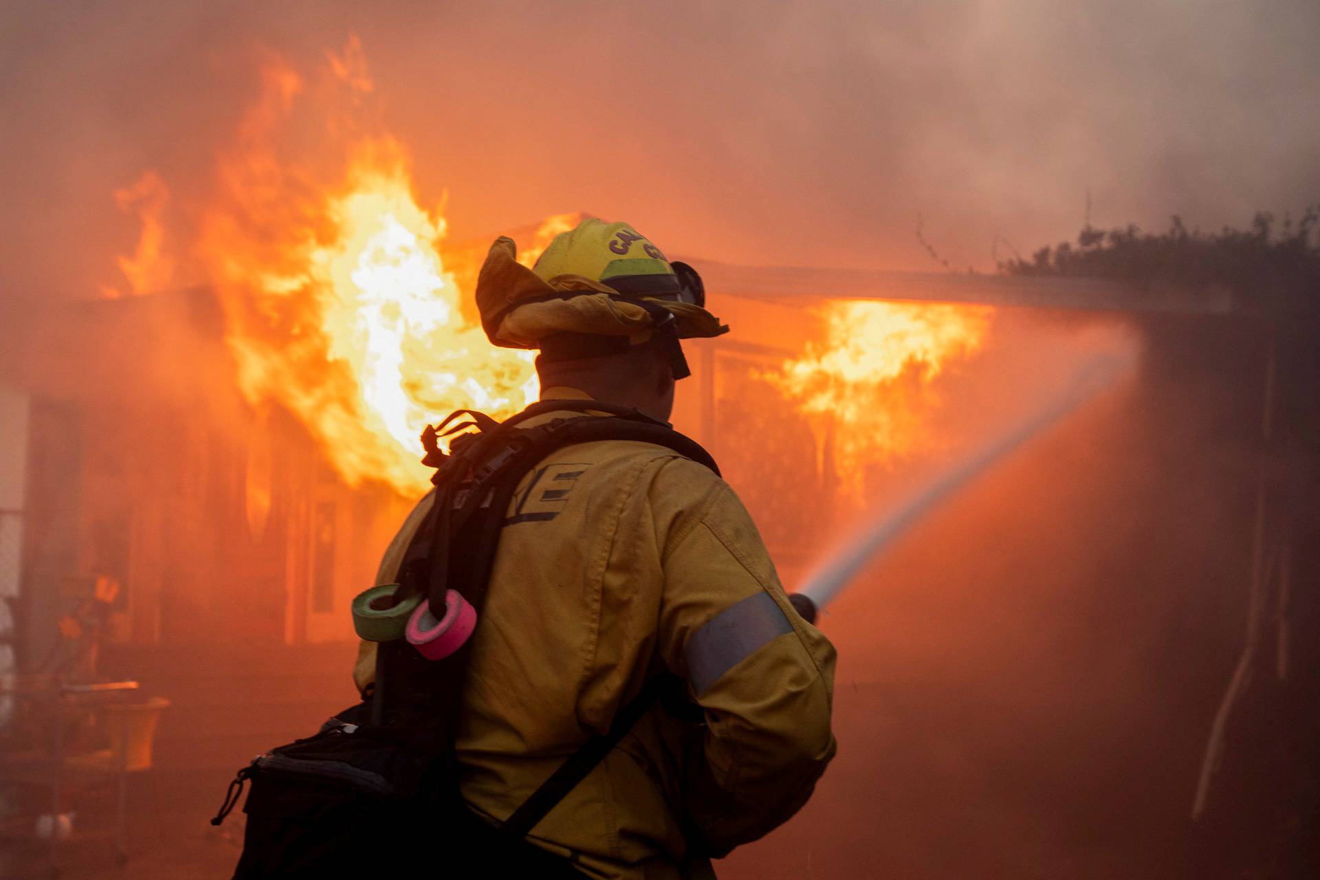 Palisades Fire burns during a windstorm on the west side of Los Angeles