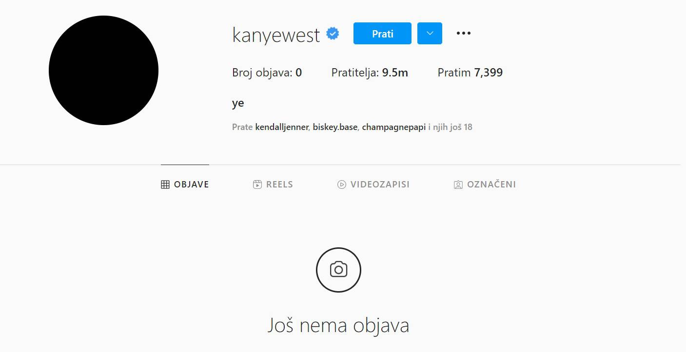 Zar opet? Kanye West obrisao je sve objave sa Instagram profila