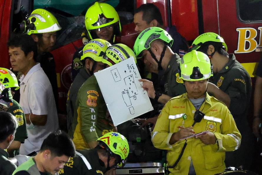 The scene of a multi-vehicle collision, in Bangkok