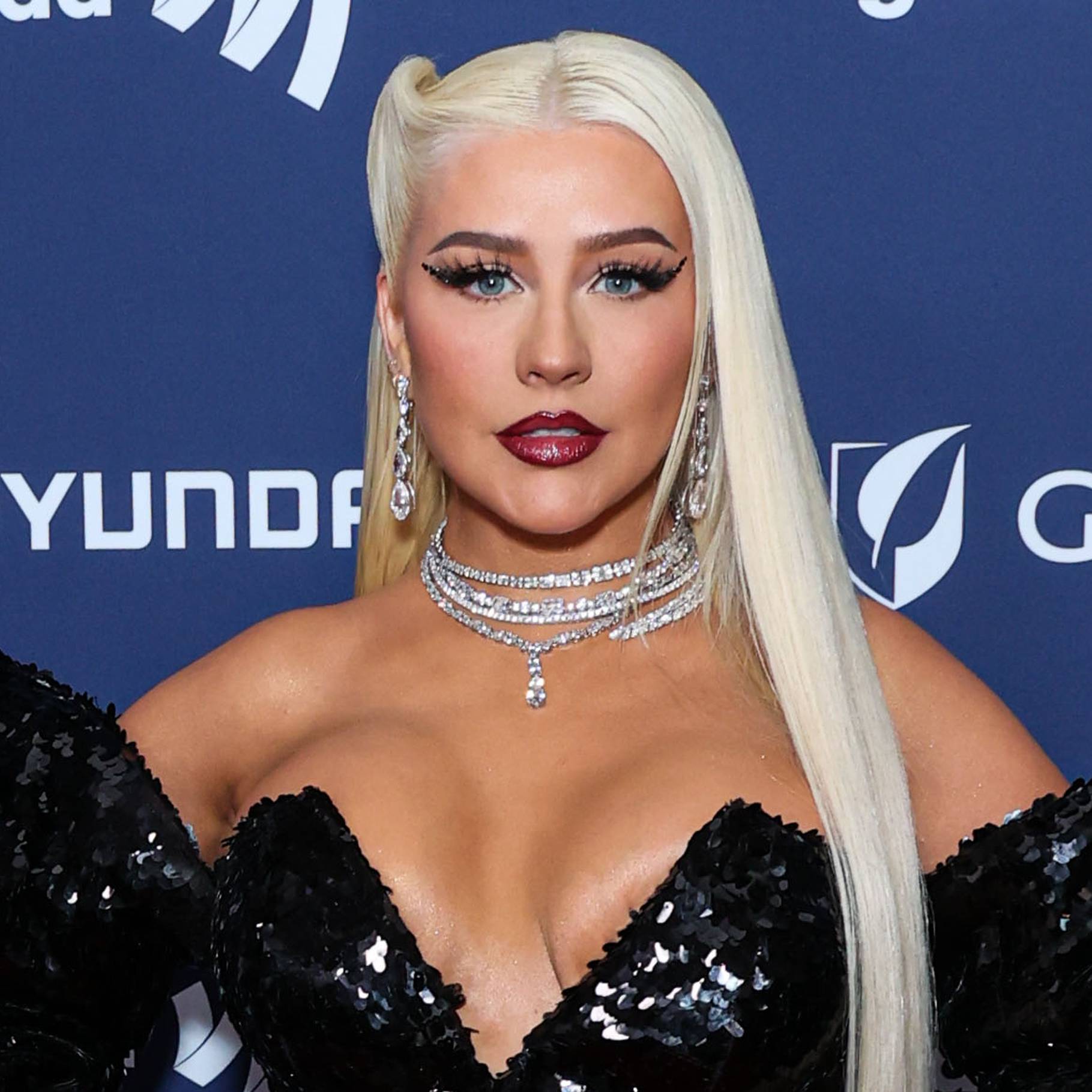 Christina Aguilera wearing Luis De Javier arrives at the 34th Annual GLAAD Media Awards Los Angeles