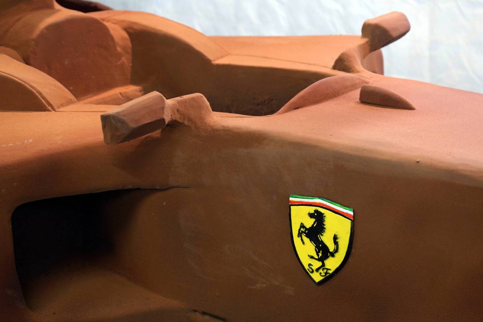 A chocolate reproduction of the Ferrari F2004, the most successful car driven by Michael Schumacher