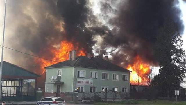 Požar progutao tvornicu drvene stolarije u Valpovu, vatrogasci će ondje dežurati cijelu noć
