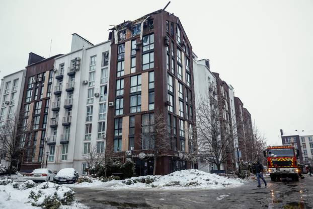 Aftermath of a Russian drone attack in Kyiv region