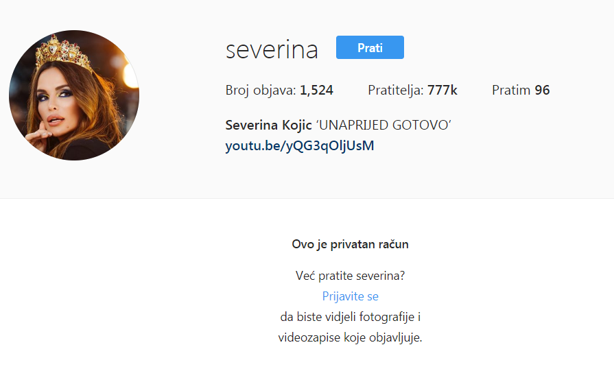 Nema više uhođenja: Severina je zaključala Instagram profil