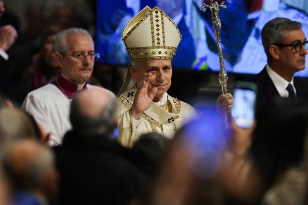 Pope Leo XIV leads the Holy Thursday Mass at the Basilica di San Giovanni in Laterano (Basilica of St. John Lateran) in Rome