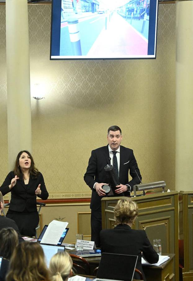 Zagreb: Herman za govornicu u Skupštini izašao s prometnim stupićem, Klisović pomislio da je bazuka