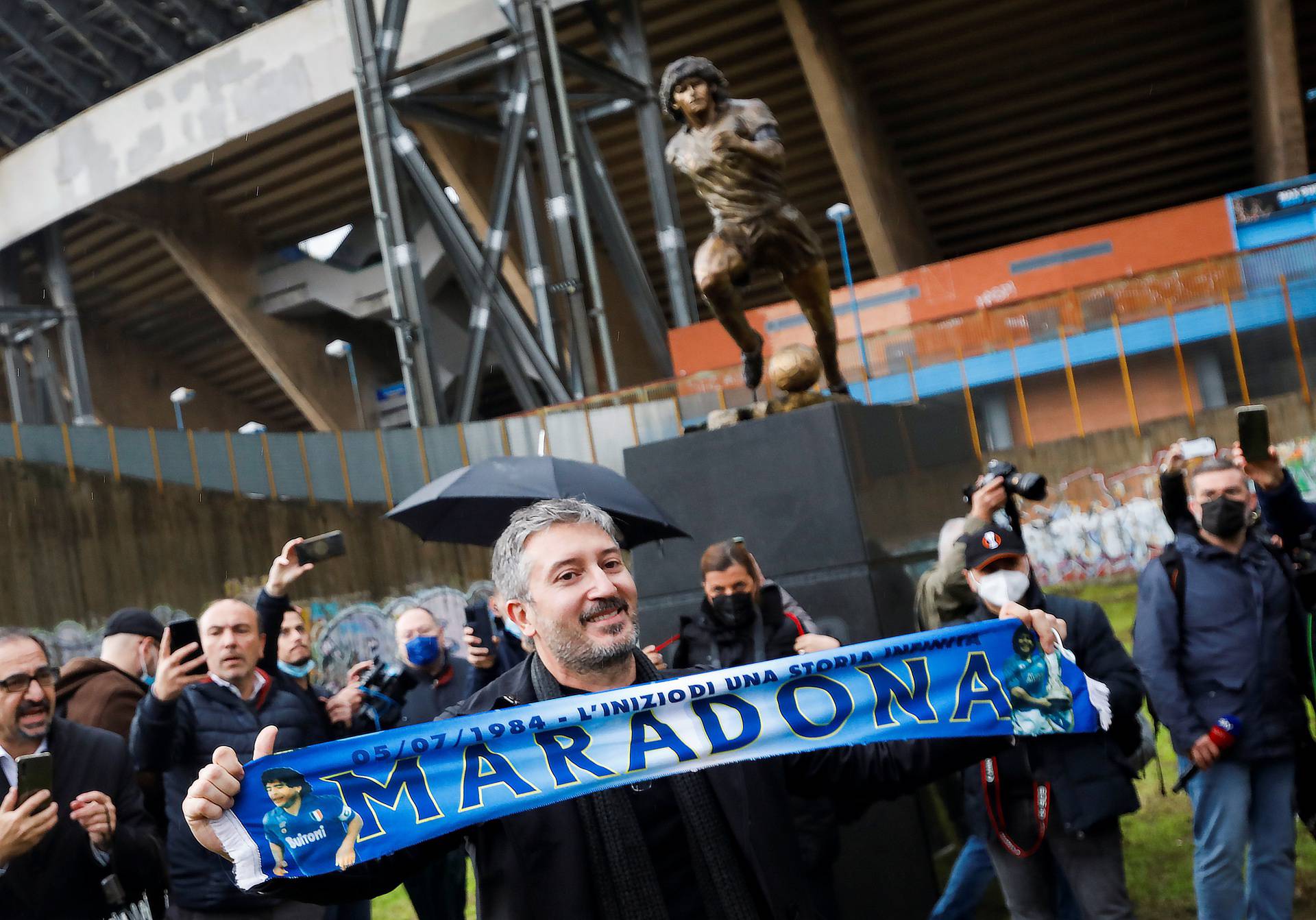 A statue of Argentinean soccer legend, Diego Armando Maradona, is unveiled in Naples