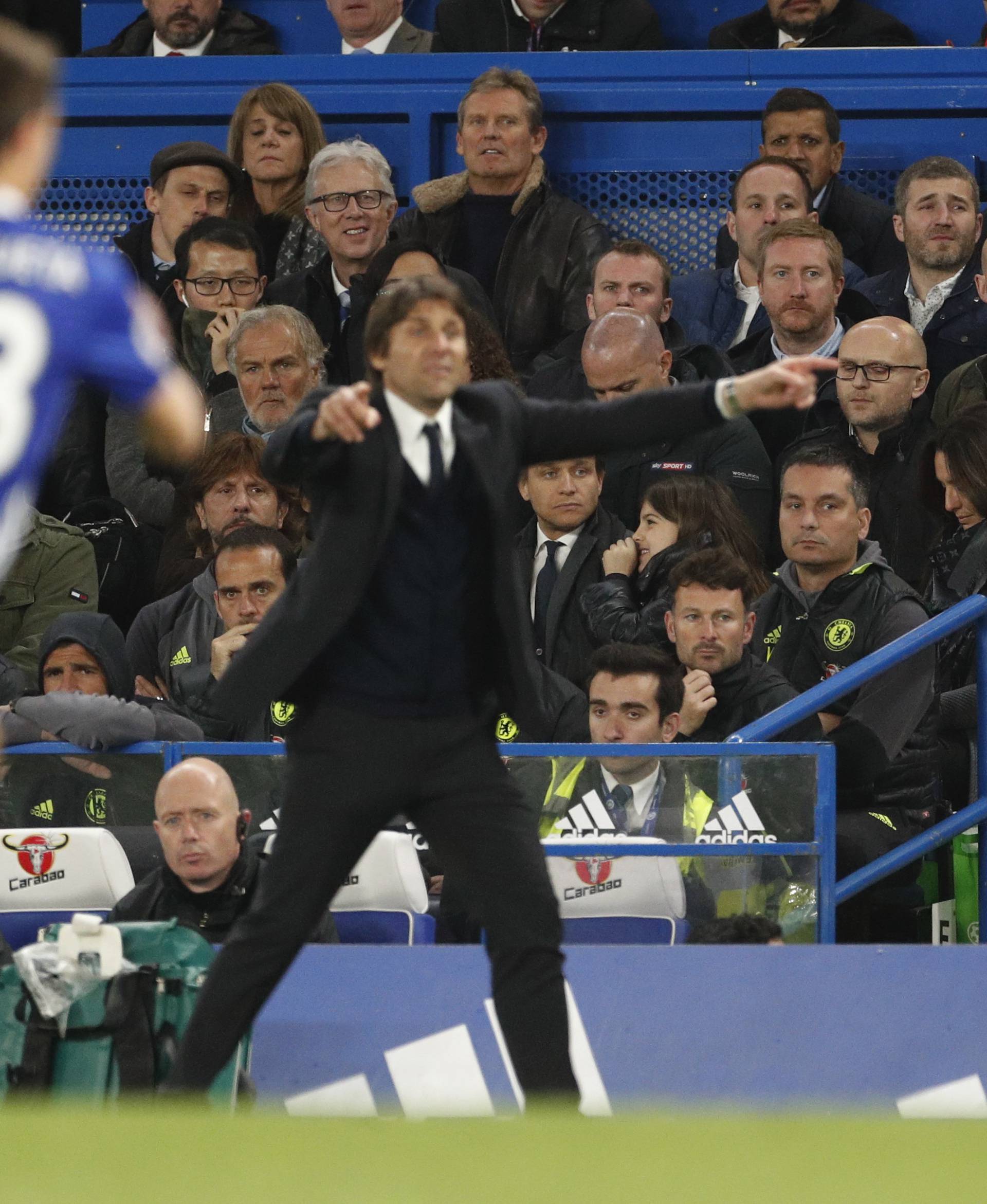 Wife of Chelsea manager Antonio Conte, Elisabetta Muscarello and daughter Vittoria sat in the stands