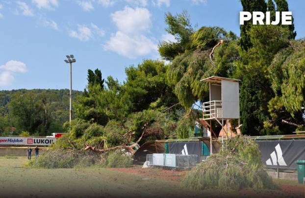 FOTO Transformacija Poljuda: Oluja uništila pomoćne terene, zaposlenici i vatrogasci uskočili
