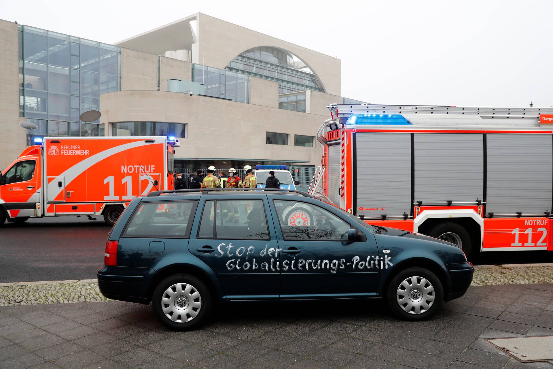 Car crashed into the gate of the office of German Chancellor Angela Merkel in Berlin