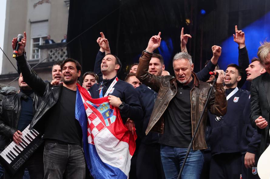 Zagreb: Marko Perković Thompson nastupio na svečanom dočeku hrvatske rukometne reprezentacije