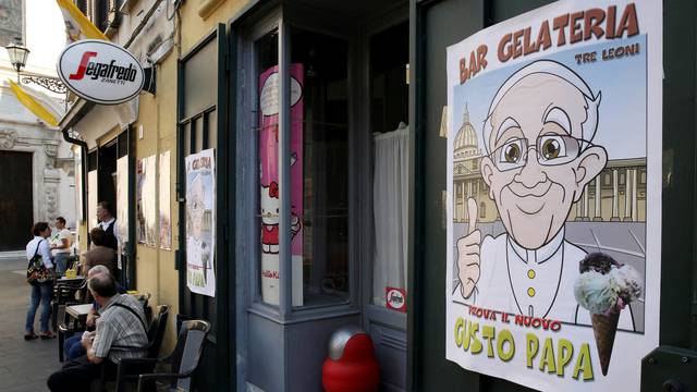 FILE PHOTO: An ice cream shop sells ice cream dedicated to Pope Francis in Cassano allo Jonio