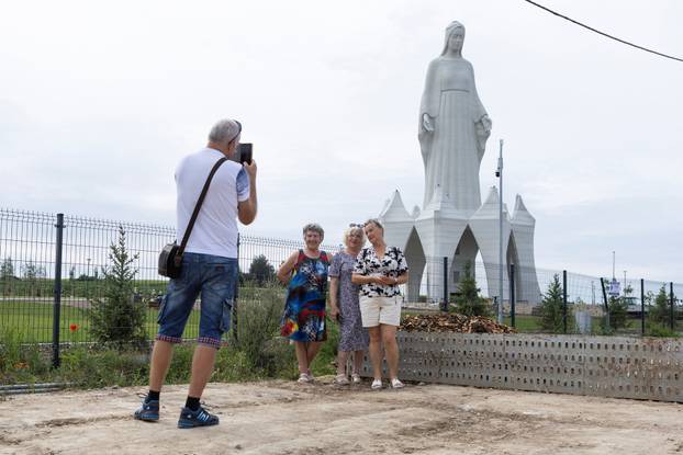 Europe's largest statue of the Virgin Mary ahead of its official opening to the public in the village of Konotopie near Torun