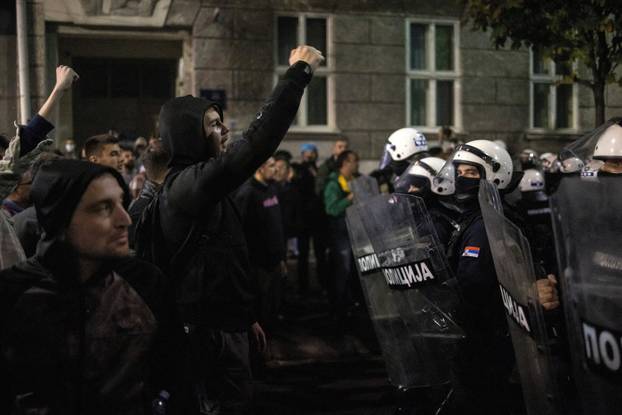 Protest near the Serbian parliament in Belgrade