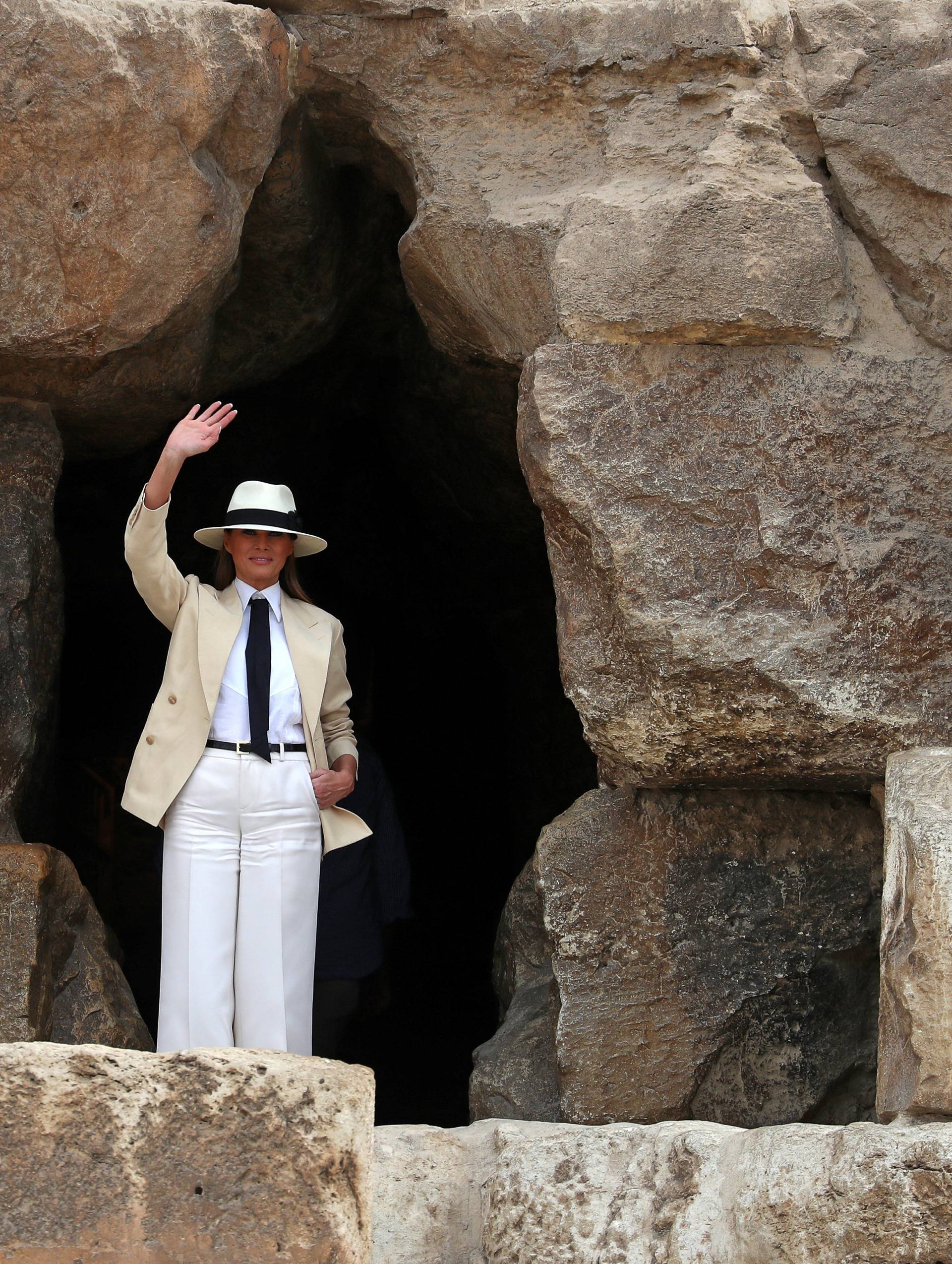 U.S. first lady Melania Trump visits the Pyramids in Cairo