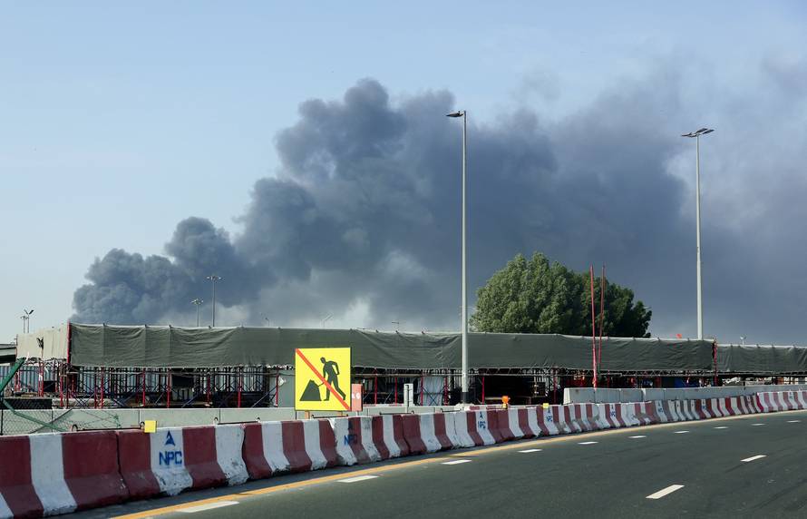 Smoke billows from Jebel Ali port after an Iranian attack, following United States and Israel strikes on Iran, in Dubai