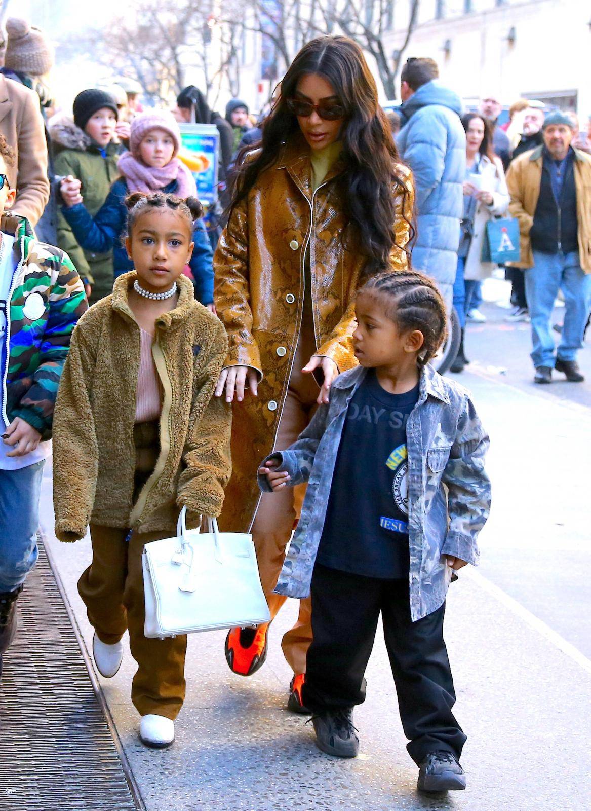 Kim Kardashian shopping with kids in New York