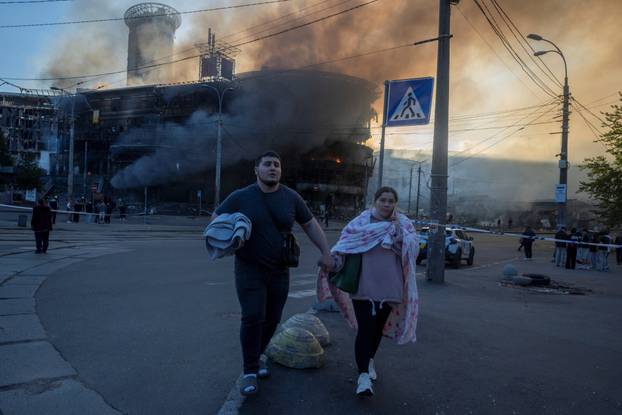 Aftermath of an overnight Russian missile and drone strike, in Kyiv