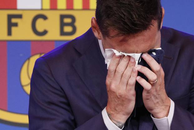 Lionel Messi holds an FC Barcelona press conference