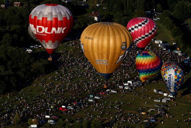 Hot air balloon fiesta above Hradec Kralove city