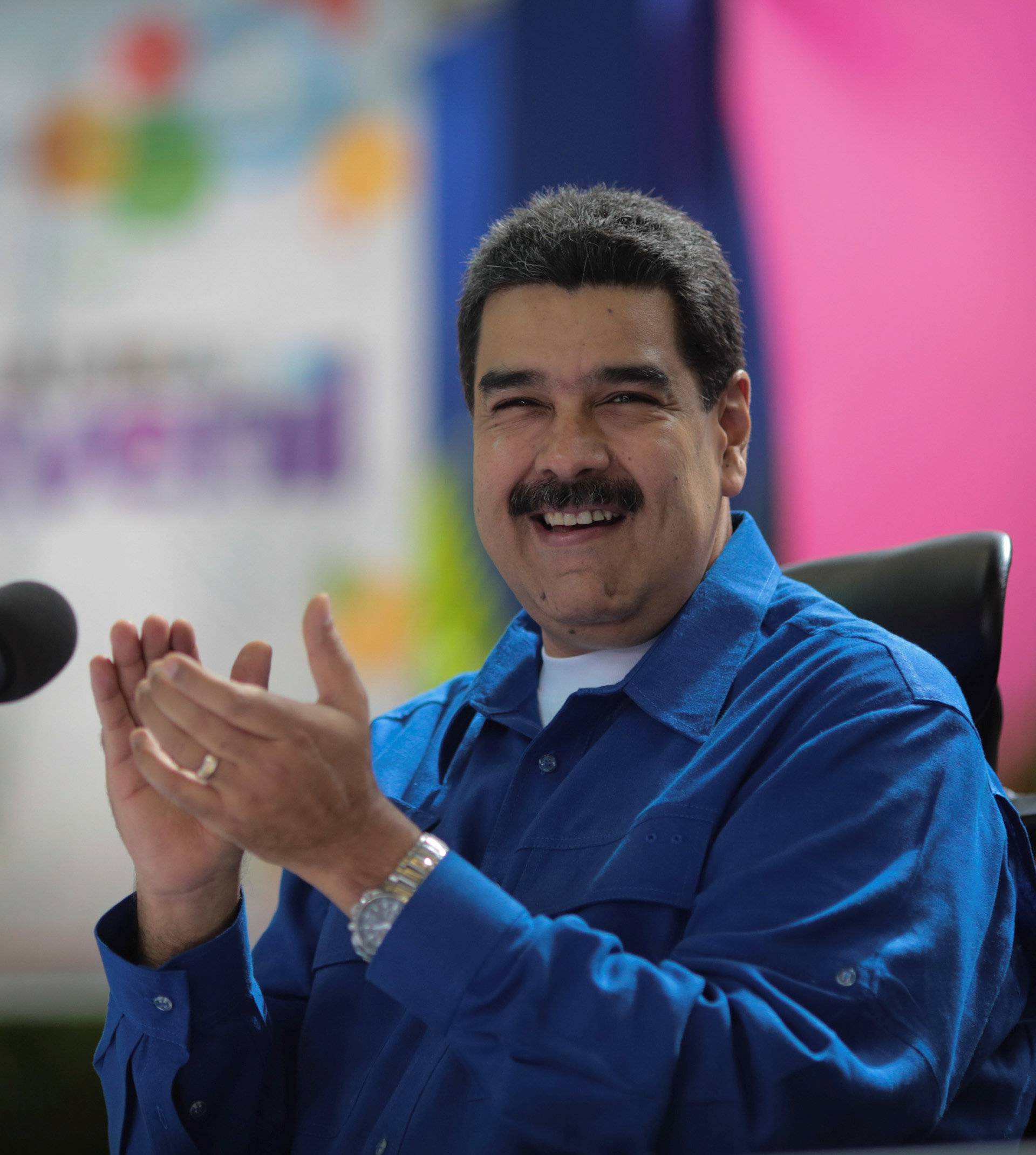 Venezuela's President Maduro speaks during an event with supporters in Caracas