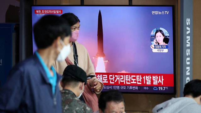 North Korea fires a ballistic missile towards the sea off its east coast
