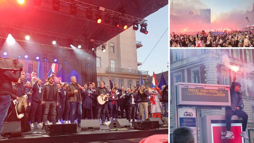 Deseci tisuća ljudi dočekali su srebrne! Trgom se orile pjesme, navijači zapalili desetak baklji
