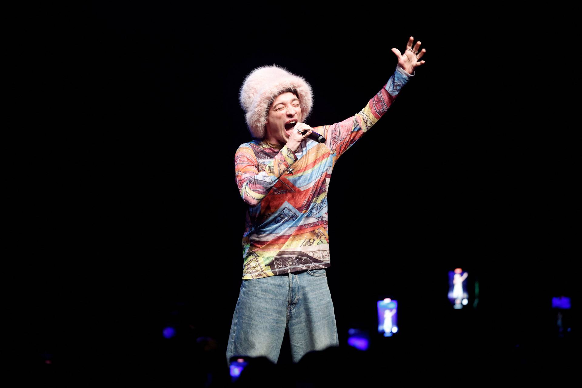 Nemo from Switzerland performs during the Nordic Eurovision Party concert held at Berns, in Stockholm