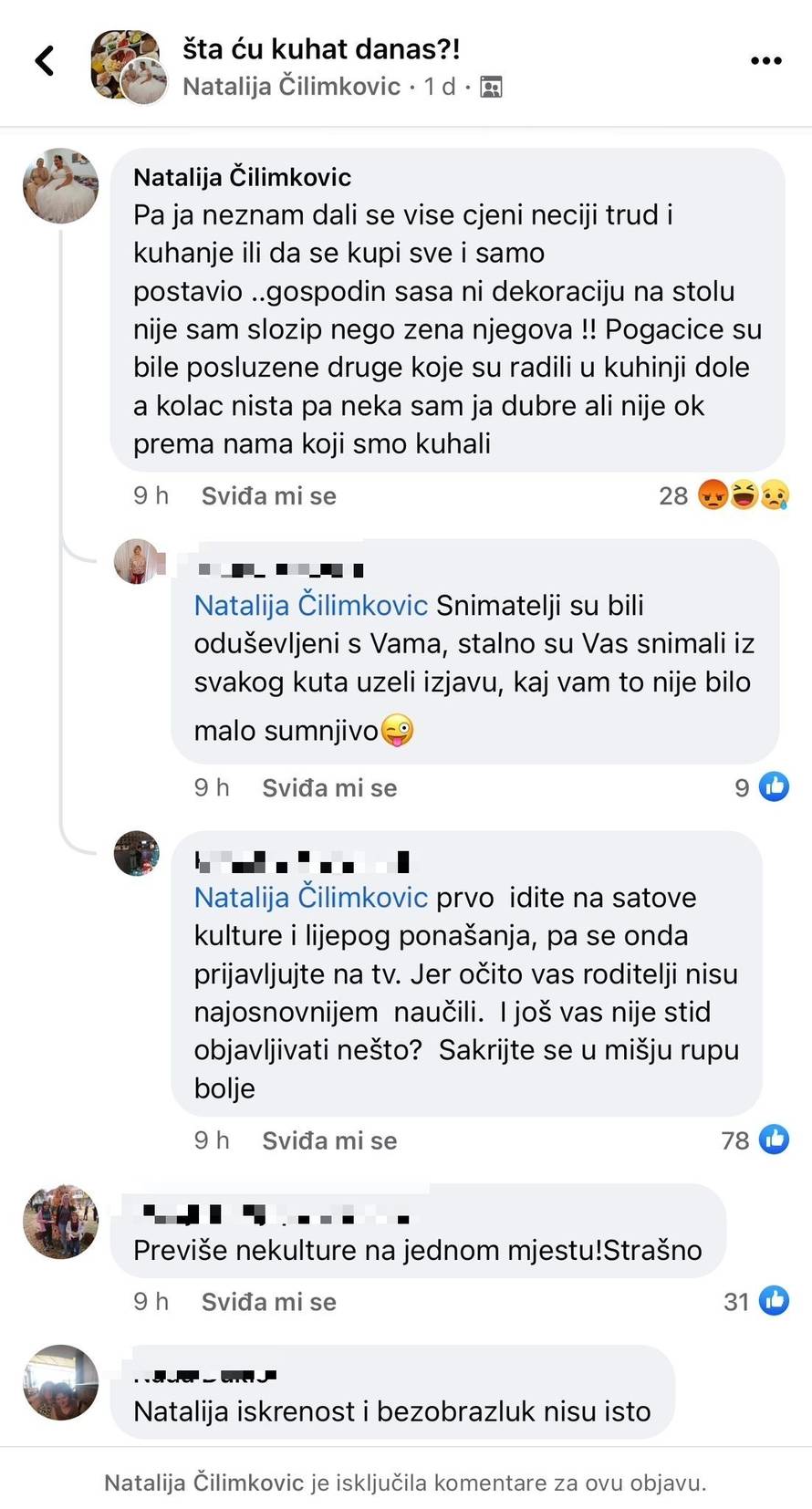 Natalija iz 'Večere' hvalila se jelima pa je napali: Bezobrazna si i nekulturna, sram me gledati