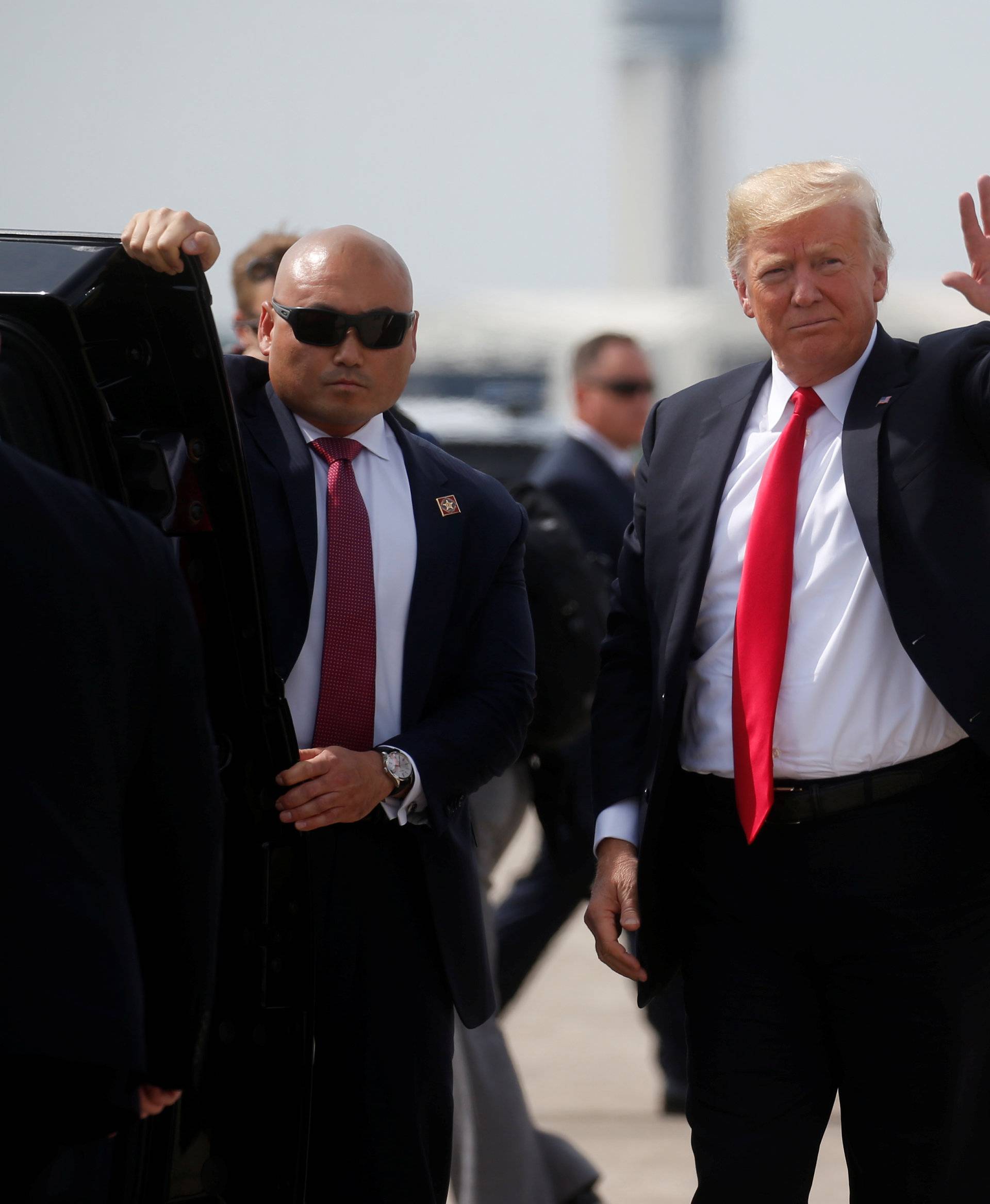 U.S. President Donald Trump arrives in Columbus