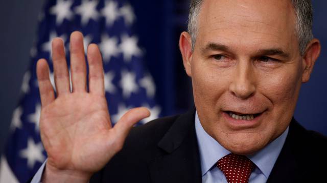 FILE PHOTO: EPA's Pruitt takes questions about the Trump administration's withdrawal of the U.S. from the Paris climate accords during the daily briefing at the White House in Washington