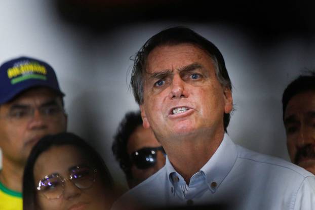 Brazil's President and candidate for re-election Jair Bolsonaro attends a campaign rally in Fortaleza