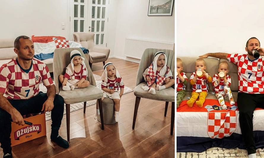 Luka, Lovro i Maro iz Kiseljaka s tatom prate sve utakmice: 'Kad damo gol, vičemo svi zajedno!'