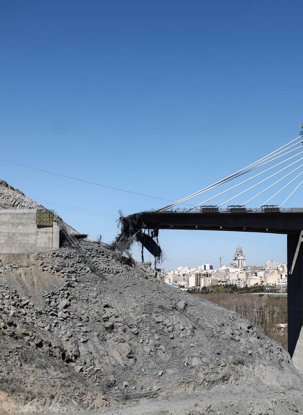 The B1 bridge damaged by a strike, as the U.S.-Israeli conflict with Iran continues, in Karaj