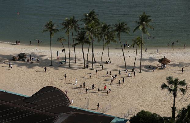 A view of Siloso Beach on Sentosa Island in Singapore