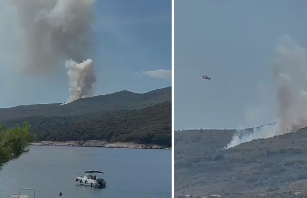 VIDEO Ponovno gori kod Labina: Zbog nepristupačnog terena u pomoć su stigla i dva kanadera