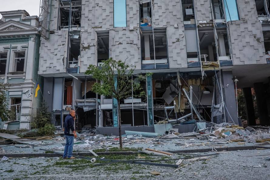 Aftermath of a Russian missile and drone attack in Kyiv